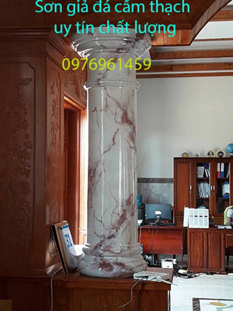 Sơn giả đá cột giả đá sơn cẩm thạch